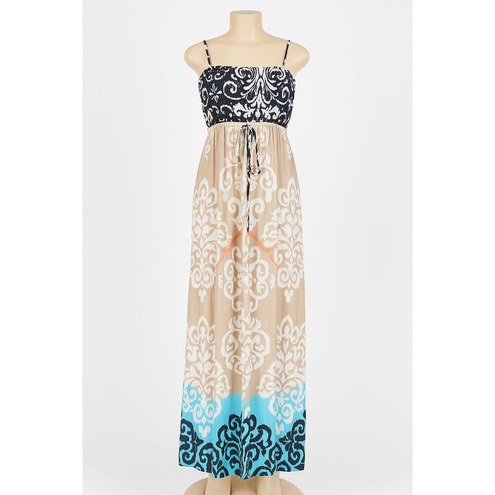 Style & Co Petite PM Stretch Maxi Dress – Spaghetti Strap Boho Print